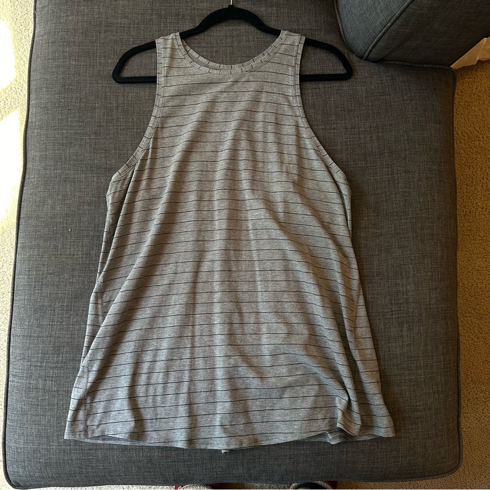 NWOT Lululemon All Tied Up Tank, Stripe Heathered Medium Grey Black, sz 12